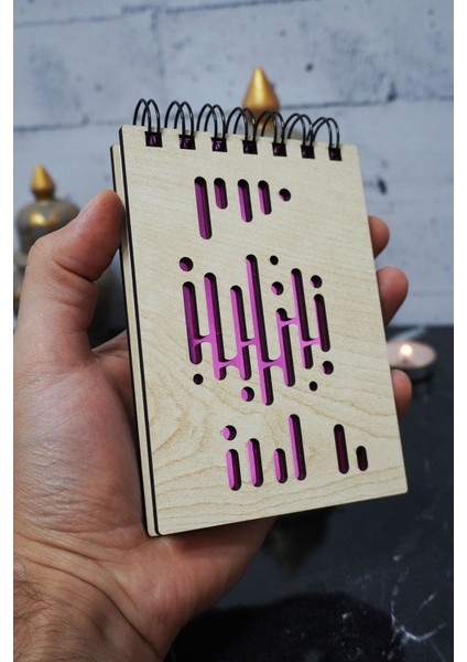 Müzik Ritmi Temalı Ahşap Kapaklı Not Defteri - Mini Defter - Cep Defteri - Benim Listem