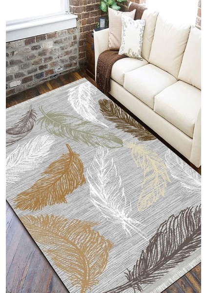 Tüy Desenli Halı Yıkanabilir Kilim Kaymaz Tabanlı Yolluk Dot Tabanlı Halı 2059B