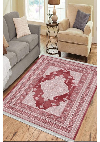Kırmızı Kaymaz Tabanlı Halı Makinede Yıkanabilir Kilim Dot Tabanlı Salon Halısı 3001B fiyatları