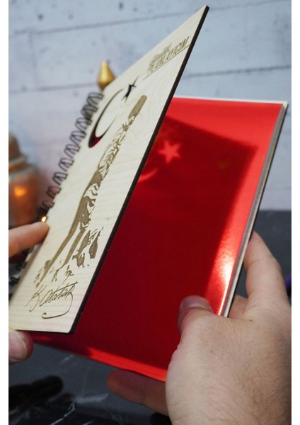 Mustafa Kemal Atatürk Ahşap Plan Defteri - Süresiz Ajanda - Günlük Planlayıcı (Planlama Defteri) A5 fiyatları