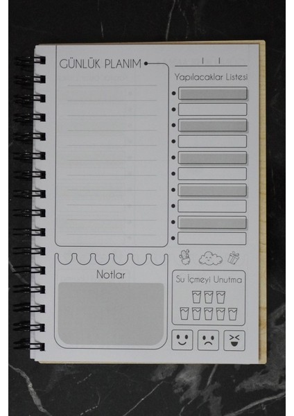 Mustafa Kemal Atatürk Ahşap Plan Defteri - Süresiz Ajanda - Günlük Planlayıcı (Planlama Defteri) A5 modelleri