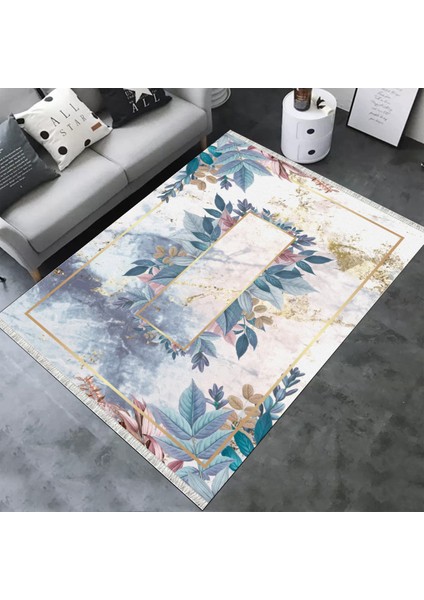 Modern Desenli Yıkanabilir Halı Kilim Kaymaz Tabanlı Yolluk Dot Tabanlı Halı 2198B