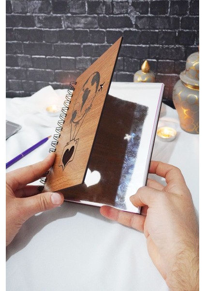 Balon Tasarım Ahşap Kapak Günlük Plan Defteri - Süresiz Ajanda - Tarihsiz Planlama Defteri - A5 modelleri