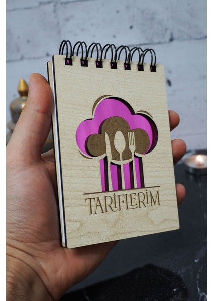 Mutfak Temalı Ahşap Kapaklı Not Defteri - Mini Defter - Cep Defteri - Benim Listem
