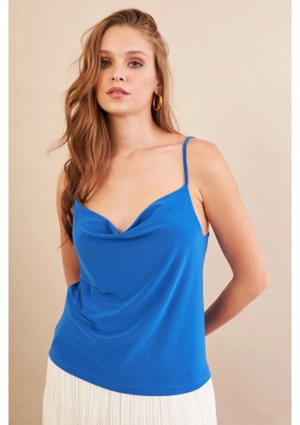 Kadın Saks Degaje Yaka Bluz LPP1286-90 modelleri