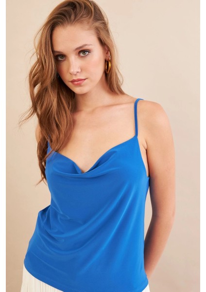 Kadın Saks Degaje Yaka Bluz LPP1286-90 indirimleri