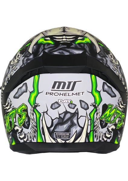 M-910 Skull Mat Siyah-Yeşil-Beyaz Güneş Vizörlü Kask (Gold Camlı) modelleri