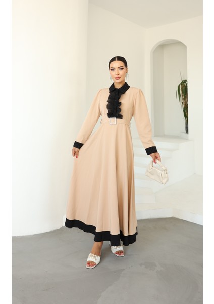 Önü Fırfır Detay Elbise