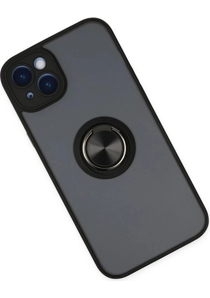 iPhone 14 Kılıf Montreal Yüzüklü Silikon Kapak - Siyah modelleri