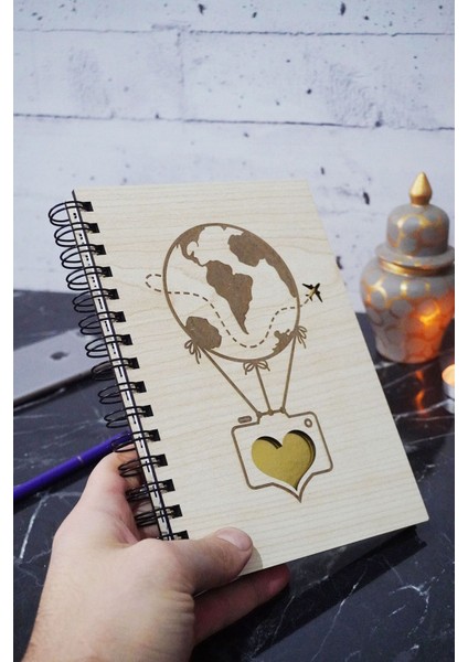 Balon Tasarım Ahşap Plan Defteri - Süresiz Ajanda - Günlük Planlayıcı (Tarihsiz Planlama Defteri) A5 modelleri