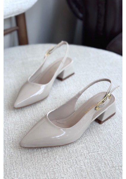 Kadın Mely Tokalı Kısa Topuklu Ayakkabı - Ten-Rugan modelleri