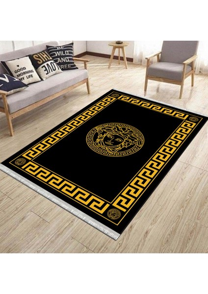 Siyah Tabanlı Halı Kaymaz Tabanlı Makinede Yıkanabilir Kilim Dot Tabanlı Salon Halısı 3128B fiyatları