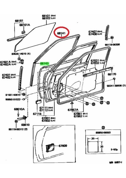 68143-90A01 Toyota Land Cruiser Ön Kapı Pencere Camı Hava Yalıtım Şeridi 2x 1986-1990 - 6814390A01 1985-1990 6x Serisi Toyota Land Cruiser'lar Için fiyatları