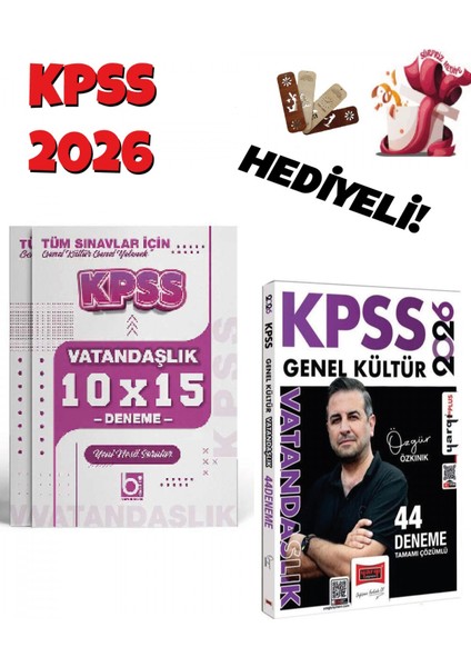 2026 Kpss Vatandaşlık 44 + 10 Deneme Seti 2 Kitap Bigelio ve Yarg
