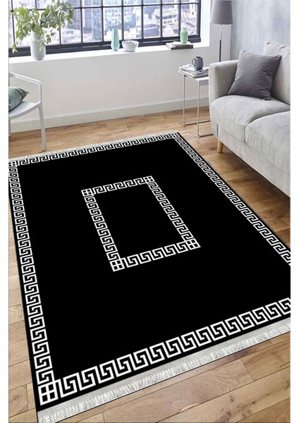Çizgili Desen Kaymaz Taban Halı Makinede Yıkanabilir Kilim Dot Tabanlı Salon Halısı 3110E