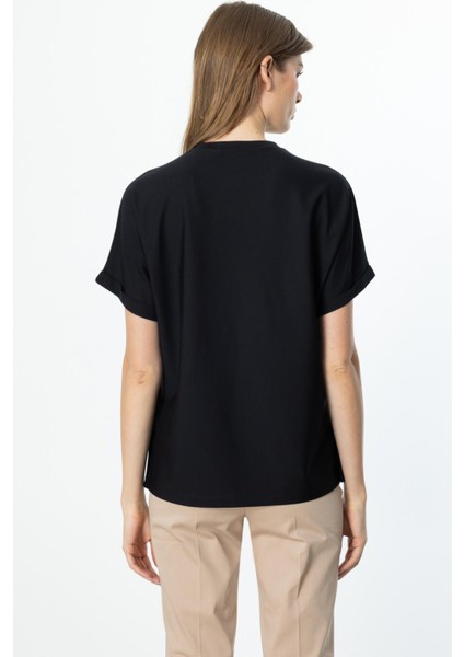 51525 Onteks Önü Taşlı Kısa Kol Bluz modelleri