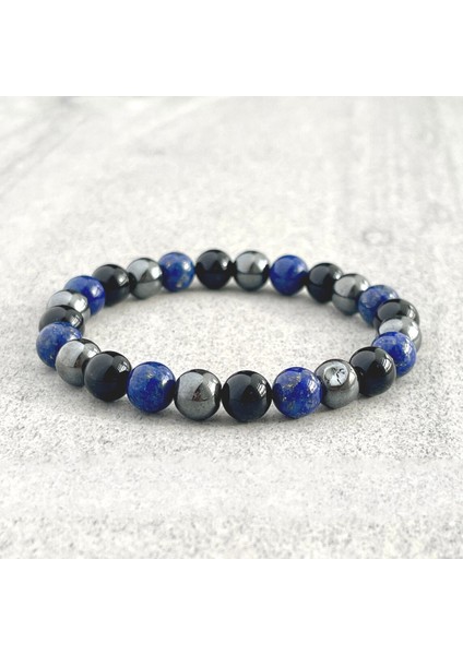 Lapis Lazuli, Hematit ve Oniks Doğal Taş Bileklik fiyatları