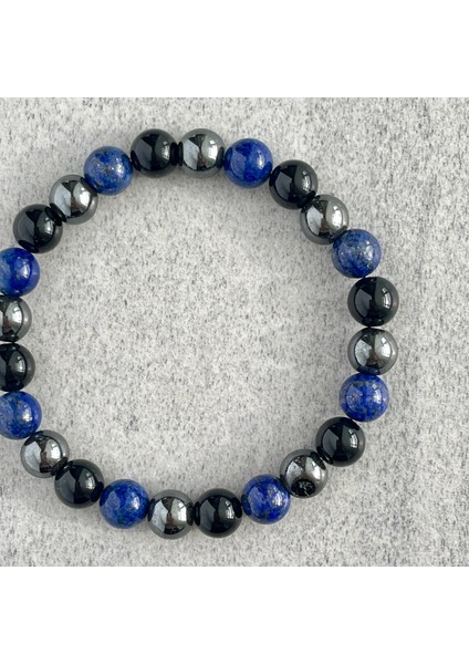 Lapis Lazuli, Hematit ve Oniks Doğal Taş Bileklik modelleri