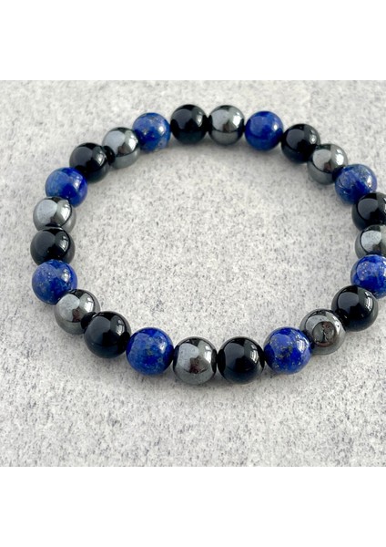 Lapis Lazuli, Hematit ve Oniks Doğal Taş Bileklik fırsatları
