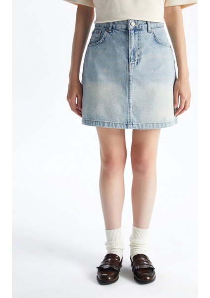 Lcw Vision Indigo Standart Fit Kadın Jean Etek fiyatları