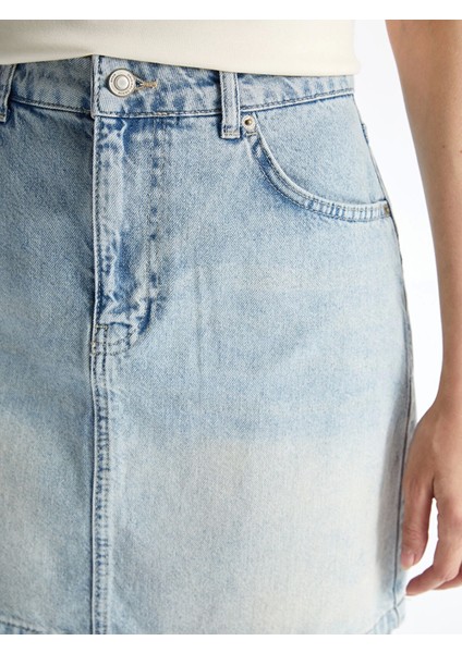 Lcw Vision Indigo Standart Fit Kadın Jean Etek modelleri