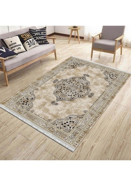 Özel Ölçü Vintage Kaymaz Tabanlı Makinede Yıkanabilir Kilim Dot Tabanlı Salon Halısı 3121B modelleri