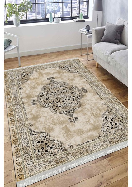 Özel Ölçü Vintage Kaymaz Tabanlı Makinede Yıkanabilir Kilim Dot Tabanlı Salon Halısı 3121B fırsatları