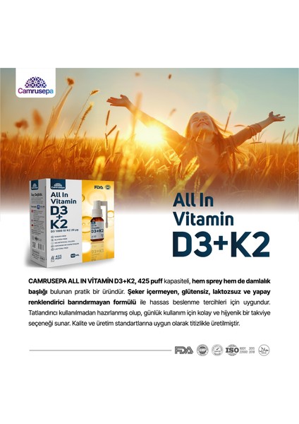 All In Vitamin D3+K2 - 50 ML - 425 PUFF