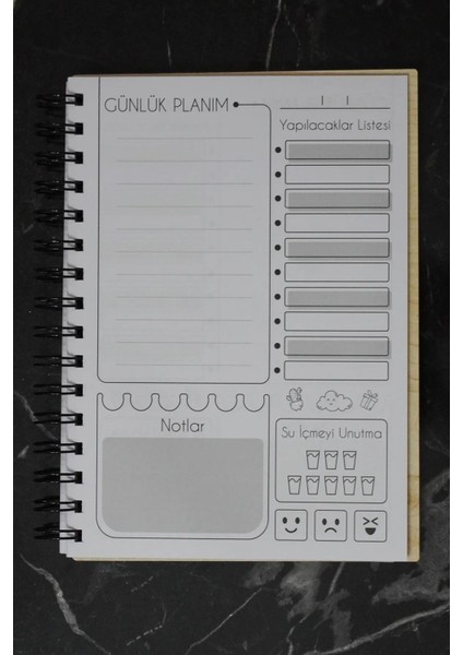 Kuğu Aşk Ahşap Plan Defteri - Ajanda - Günlük Planlayıcı (Ahşap Rengi Banu) A5 Notebook modelleri