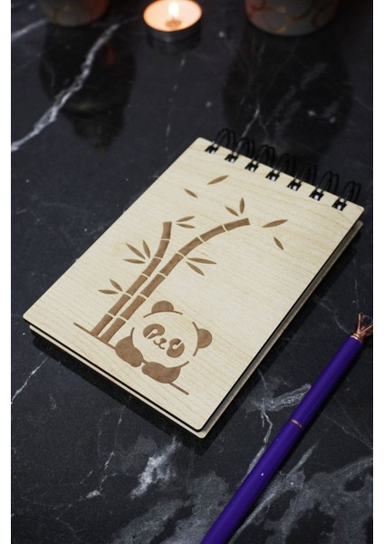 Panda Temalı Ahşap Kapaklı Not Defteri - Mini Defter - Cep Defteri - Benim Listem fiyatları