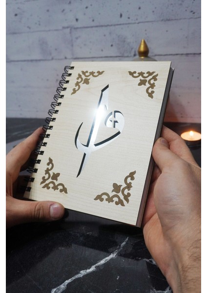 Elif Vav Temalı Ahşap Kapaklı Defter - Noktalı Defter - Ajanda - Okul Defteri (A5 - 120 Sayfa) modelleri