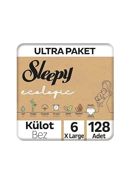 Ecologic Ultra Paket Külot Bez 6 Numara Xlarge 128 Adet