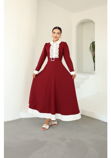 Önü Fırfır Detay Elbise