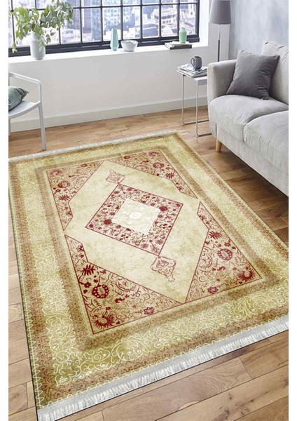 Gold Dekoratif Halı Kaymaz Tabanlı Makinede Yıkanabilir Kilim Dot Tabanlı Salon Halısı 3137 fiyatları