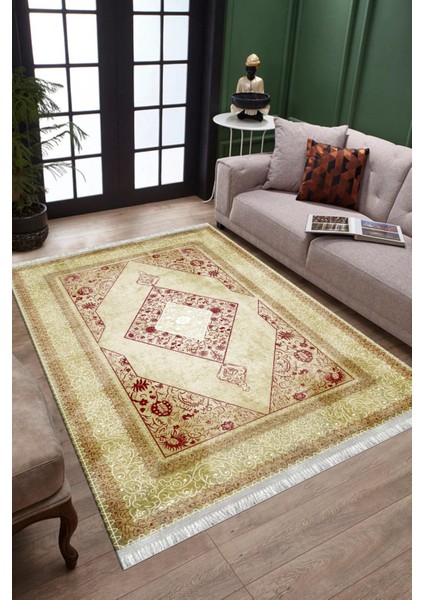 Gold Dekoratif Halı Kaymaz Tabanlı Makinede Yıkanabilir Kilim Dot Tabanlı Salon Halısı 3137 modelleri