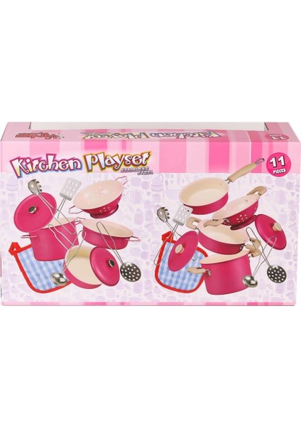 Bfs 3815-6A Emaye Tencere 11 Parça Pembe -Vardem Oyuncak indirimleri