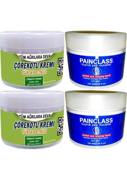 2 Tane Çörek Otu Kremi Büyük Boy 150 ml Krem + 2 Tane Painclass 100 ml Kuyruk Yağı Kremi Masaj Seti