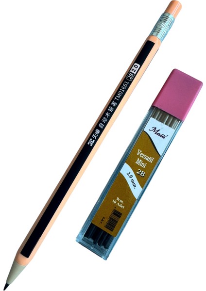 2.0mm Mekanik Kurşun Kalem Seti, 10 Adet Yedek Uç Ile, Pastel Renkli