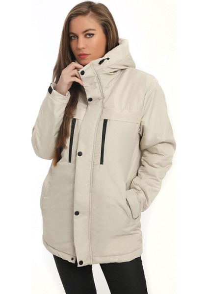 Kadın Polarlı Kürklü Su ve Rüzgar Geçirmez Kapüşonlu Kışlık Mont & Kaban & Parka fiyatları