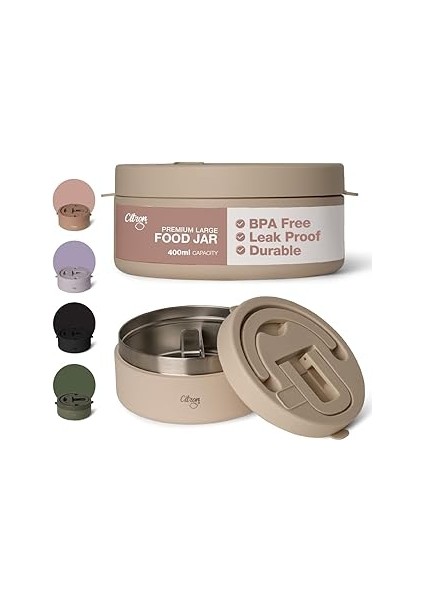 Citro Citro Separatörlü Paslamaz Çelik Yemek Termosu 400 ml - Beige 1060018