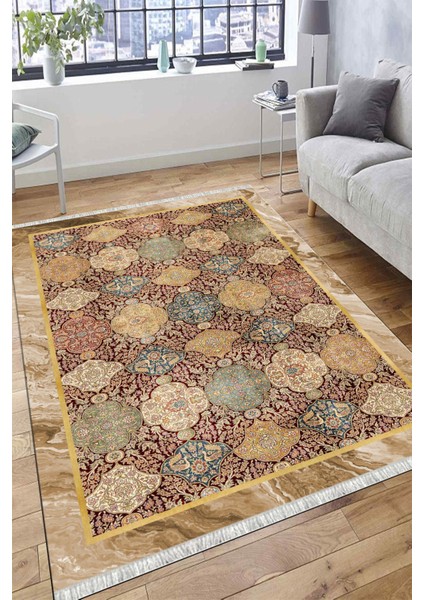 Dekoratif Halı Kaymaz Tabanlı Makinede Yıkanabilir Kilim Dot Tabanlı Salon Halısı 3137A fiyatları