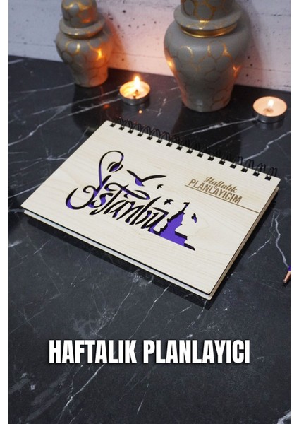 Istanbul Ahşap Plan Defteri - Tarihsiz Ajanda - Haftalık Planlayıcı (Süresiz Planlama Defteri) A5