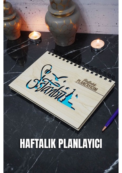 Istanbul Tasarım Ahşap Plan Defteri - Süresiz Ajanda - Haftalık Planlayıcı (Planlayıcı Defter) A5