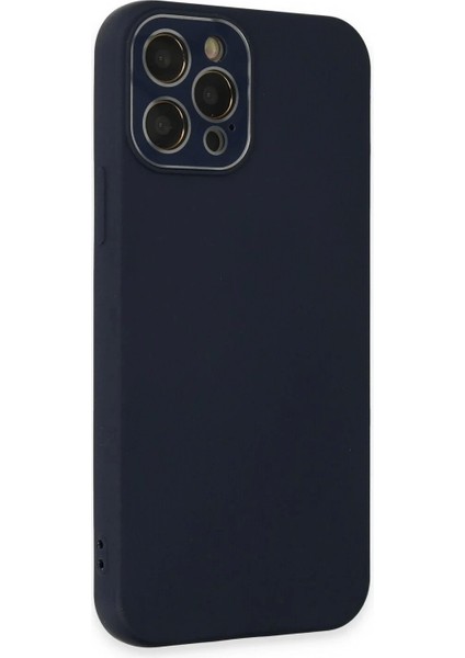 iPhone 12 Pro Max Kılıf Lansman Glass Kapak - Lacivert modelleri