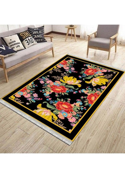 Çiçekli Klasik Desen Kaymaz Tabanlı Halı Makinede Yıkanabilir Kilim Dot Tabanlı Halı 2018A modelleri