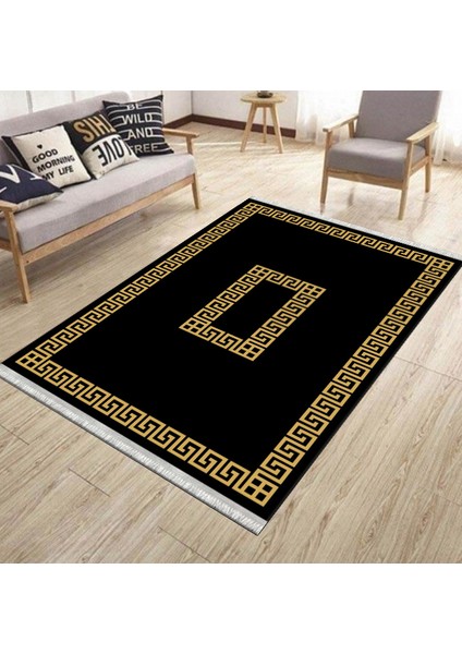 Çizgili Desen Kaymaz Taban Halı Makinede Yıkanabilir Kilim Dot Tabanlı Salon Halısı 3110F