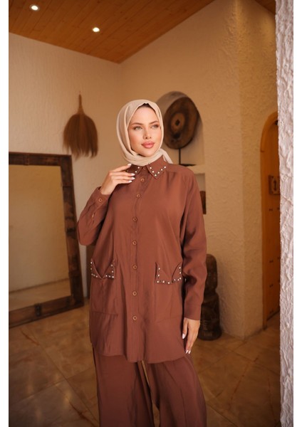 Kadın Tesettür Eşofman & Takımı, Alt Üst Uzun Takım Düğmeli Gömlek Pantolon 504 fiyatları