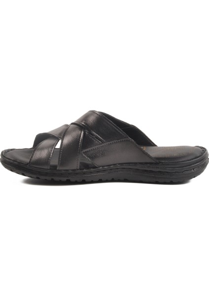 Siyah Hakiki Deri Erkek Sandalet 476449 M fiyatları