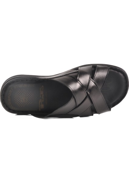 Siyah Hakiki Deri Erkek Sandalet 476449 M fırsatları