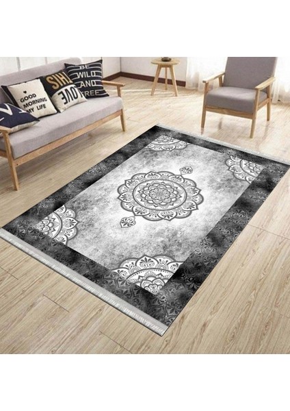 Gri Göbekli Desen Kaymaz Taban Halı Makinede Yıkanabilir Kilim Dot Tabanlı Halı 3019B fiyatları